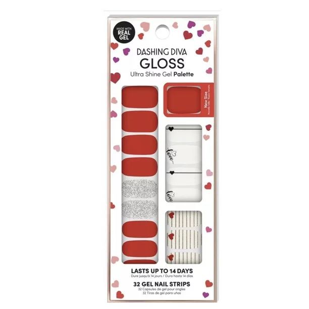 Dashing Diva Gloss Ultra Shine Gel Palette Nail Strips Valentine Edition GS116 Heartthrob | Walmart (US)