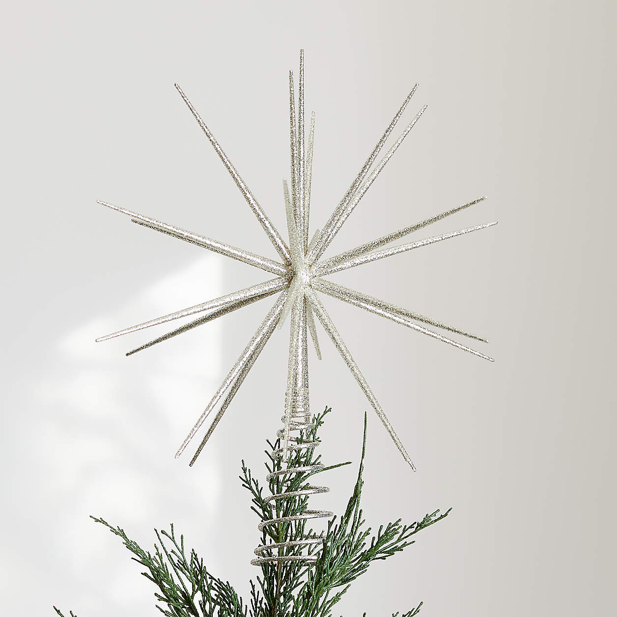 Glitter Silver 3D Star Christmas Tree Topper + Reviews | Crate & Barrel | Crate & Barrel
