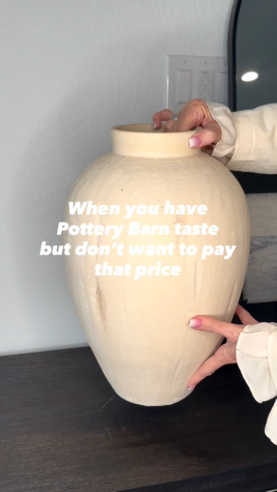 This looks like it came straight from Pottery Barn… but without the price tag 🤍
I’m obsessed with how this large vase instantly elevates a space. It has that high-end, designer feel — the kind you’d expect to spend way more on — but it’s actually such a budget-friendly find.
Perfect for an entry table, kitchen island, or living room console. Style it with branches, stems, or even leave it empty for that clean, modern look.
Designer vibes, smart price.
This is your sign that you don’t have to spend a fortune to make your home feel elevated.


#LTKFindsUnder100 #LTKHome