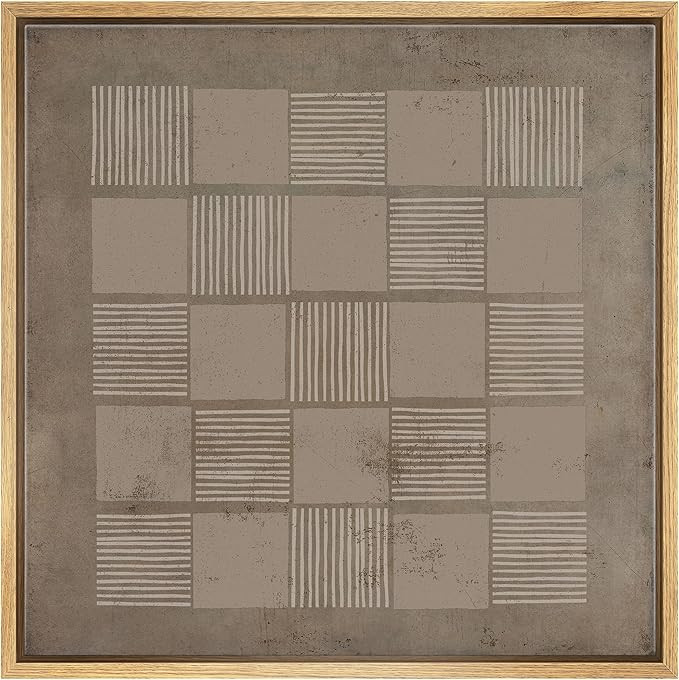 SIGNWIN Framed Canvas Print Wall Art Geometric Square Line Grunge Pattern Abstract Shapes Illustr... | Amazon (US)