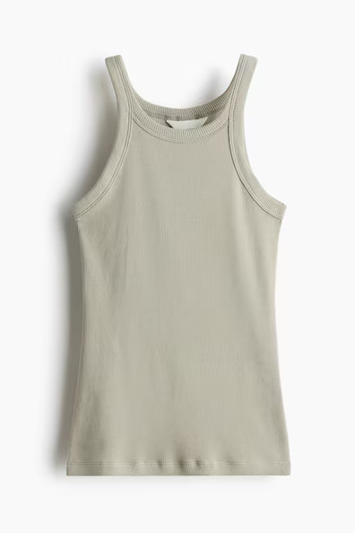 H & M - Ribbed Tank Top - Green | H&M (US + CA)