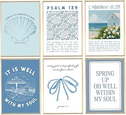 MIZILI Coastal Christian Bible Canvas Wall Art Bible Verses Paintings Pictures Wall Decor Preppy ... | Amazon (US)