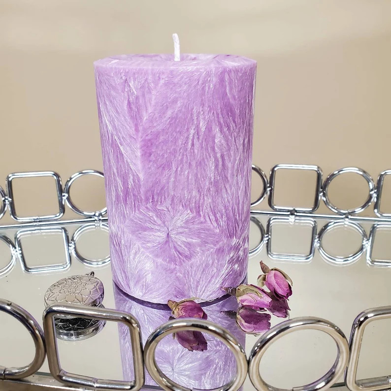 Pillar Candle Color "Orchidea" Purple | Unscented Scented | Feather Pattern | 2x6/3×3/3×4/3×6/... | Etsy (US)