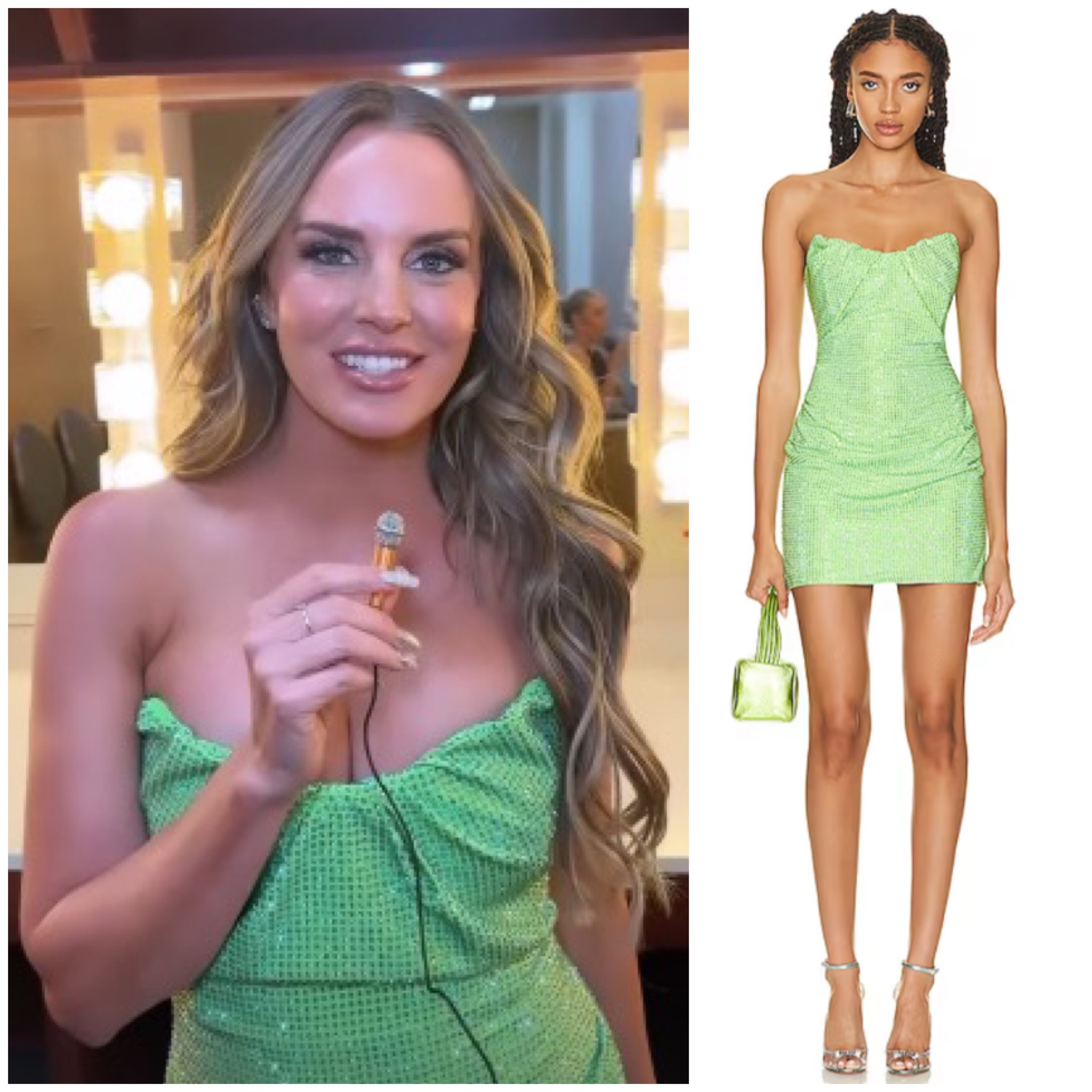Whitney Rose’s Green Embellished Strapless Dress on Bravocon Live 