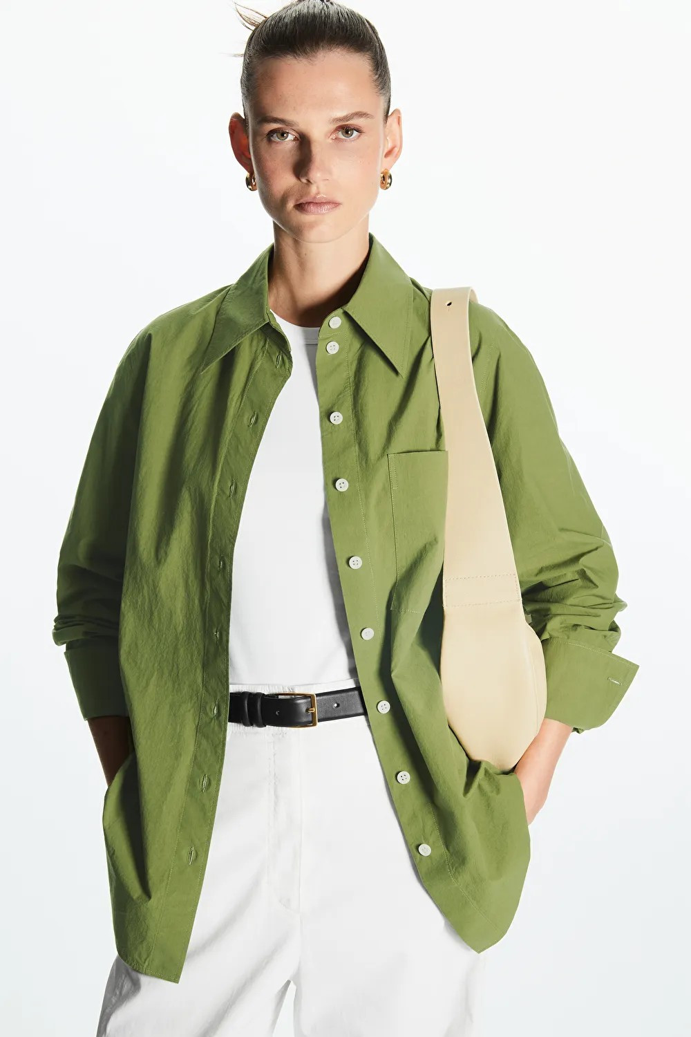OVERSIZED LONG-SLEEVE SHIRT - Green - Shirts - COS | COS (US)