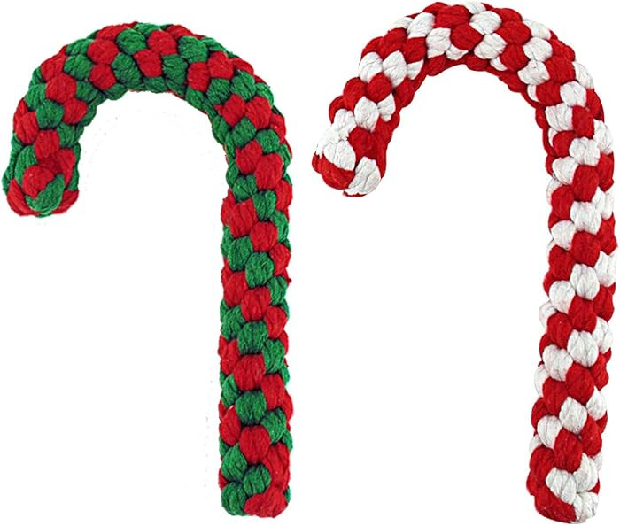 Candy Cane Rope Toy,Puppy Chew Dog Toys Interactive and Cotton Rope Toys and Christmas Decoration... | Amazon (US)