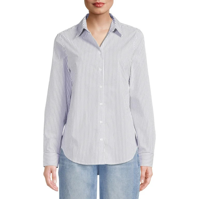 Time and Tru Women's Core Button Front Shirt | Walmart (US)