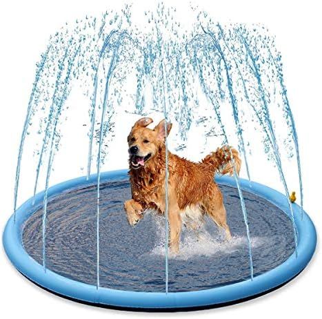 Splash Sprinkler Pad for Dogs - 59" Thicken Dogs Pet Swimming Pool Bathtub, 2022 New Pet Summer Back | Amazon (US)