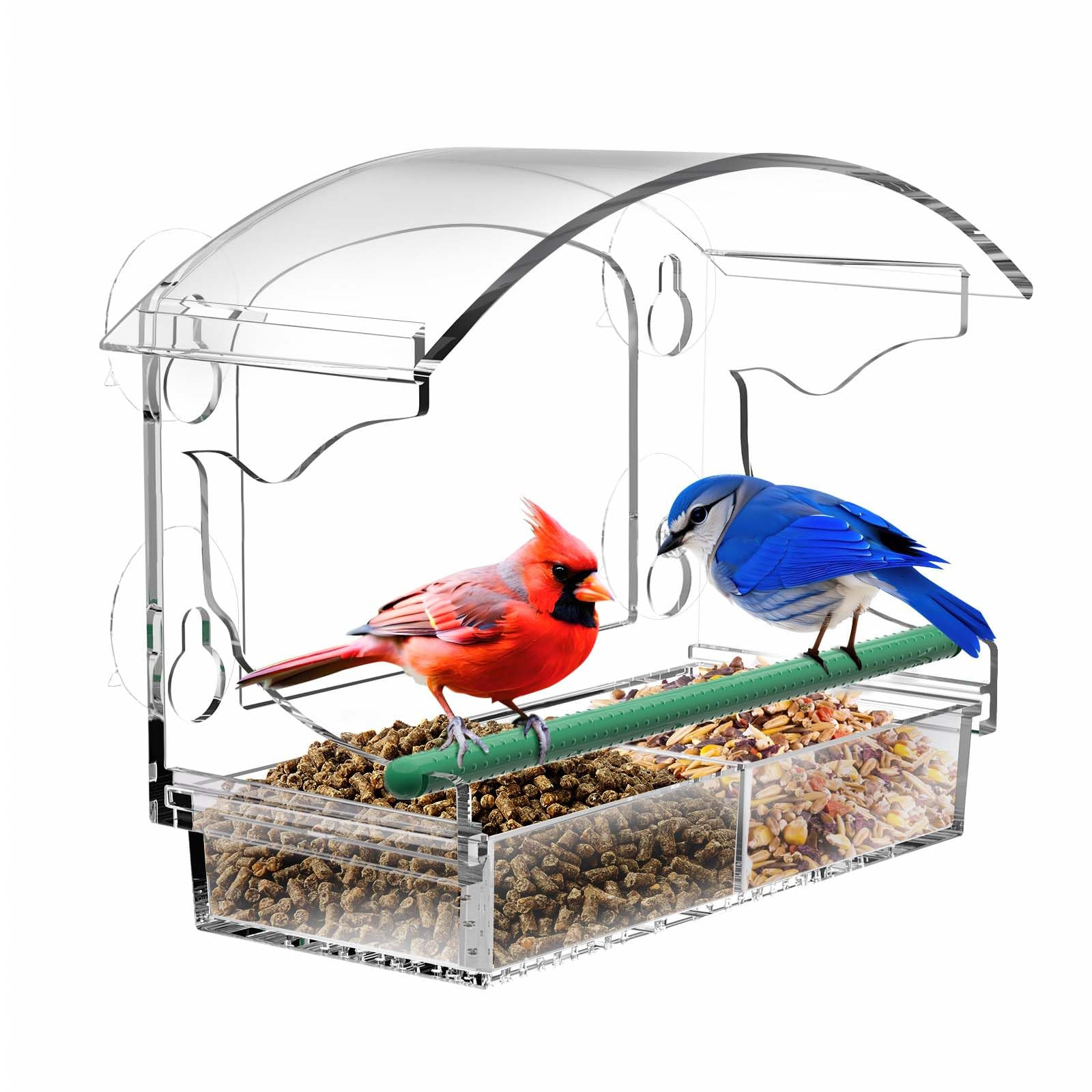 Clear Acrylic Window Bird Feeder for Outside with 4 Strong Suction Cups and Detachable Seed Tray,... | Amazon (US)
