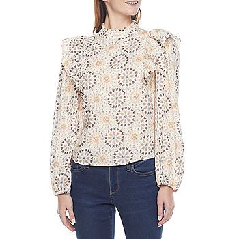 a.n.a Womens High Neck Long Sleeve Blouse | JCPenney