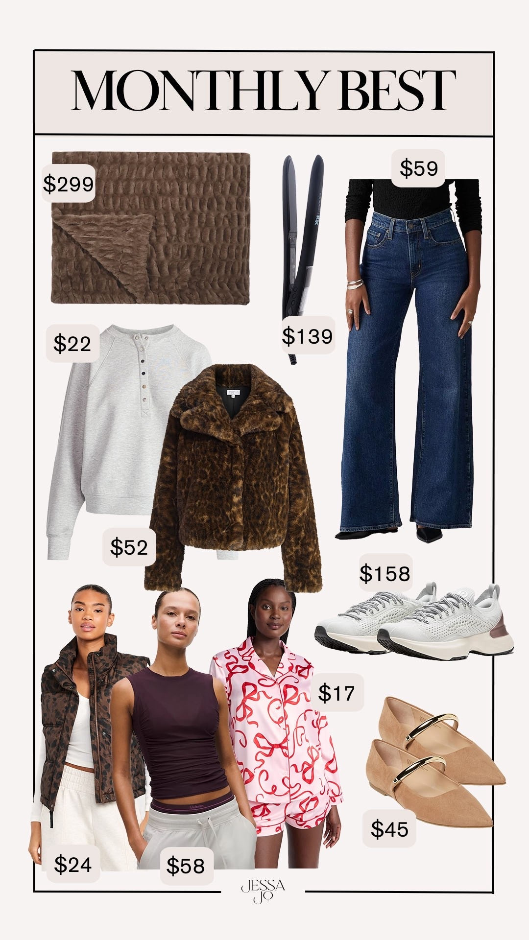 November best sellers | monthly best sellers | Lola blanket | trendy Levi’s jeans | wide leg jeans | Target fashion | leopard jacket | Walmart leopard jacket | Walmart holiday pajamas | Lululemon sneakers | leopard puffer vest 

#LTKHoliday #LTKFindsUnder100 #LTKSeasonal