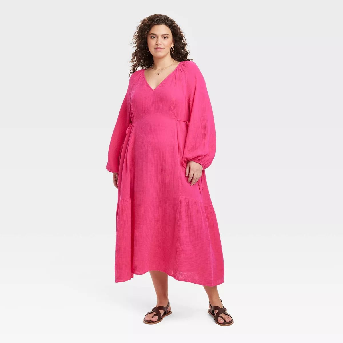 Women's Balloon Long Sleeve Midi A-Line Dress - Universal Thread™ | Target