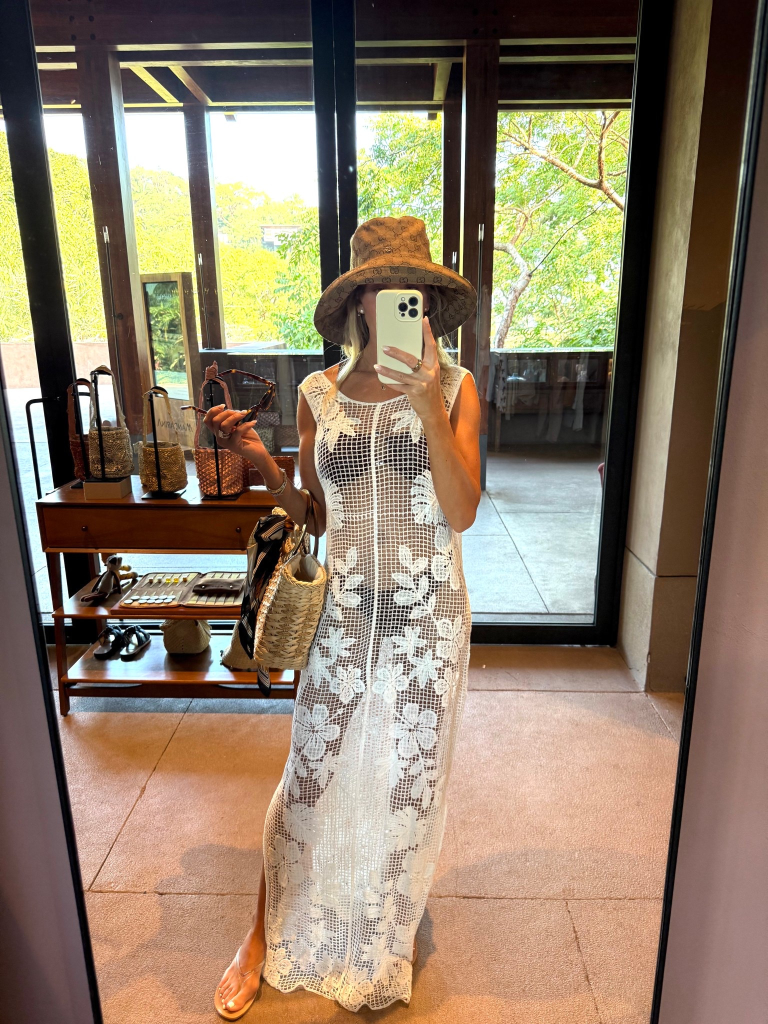 Amazon coverup 
Montce swimsuit 
Gucci hat 
Straw beach bag 


#LTKootd #LTKTravel