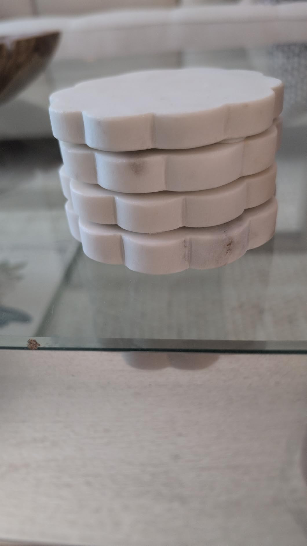 Mud Pie Scallop Marble Coaster Set; 4" X 4" | Amazon (US)