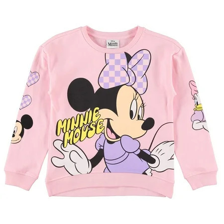 Minnie Mouse Girls Sweatshirt -Jumbo Print and Embroidery Minnie Mouse Sweater- Sizes 4-16 | Walmart (US)