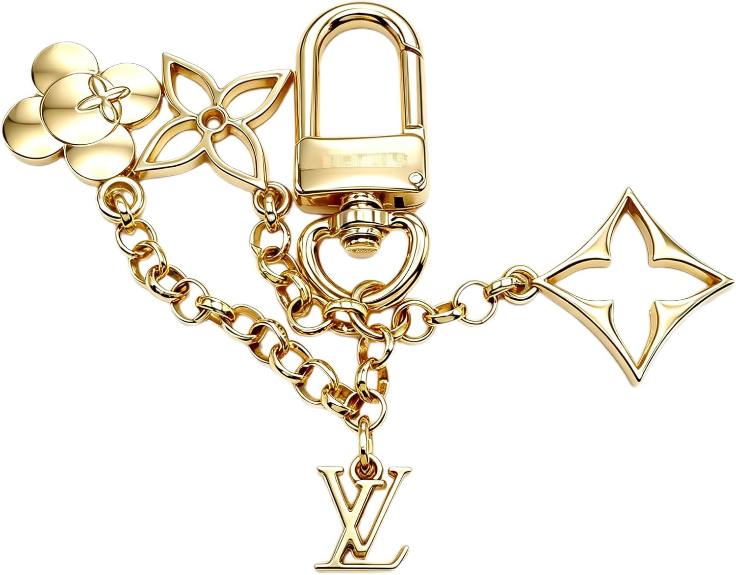 HWW Monogram Fleur Chain Bag Charm & Key Holder, Gold | Amazon (US)