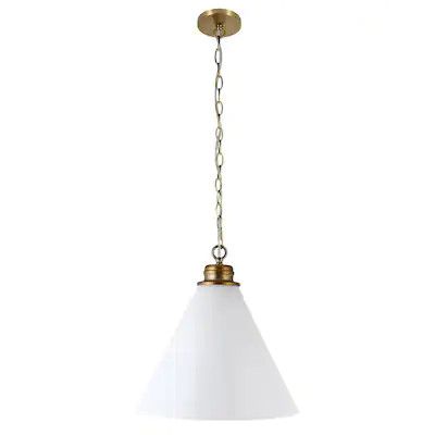 Hailey Home Canto Brass Modern/Contemporary White Glass Dome Pendant Light | Lowe's