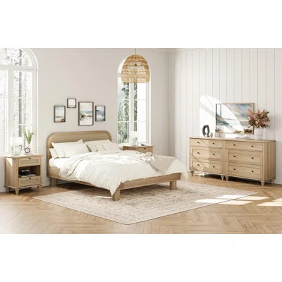 Scarlett 4 Piece Dresser And Nightstand Sets, Two 3 Drawer Dressers & Two Rattan Nightstands, Oak | Wayfair North America