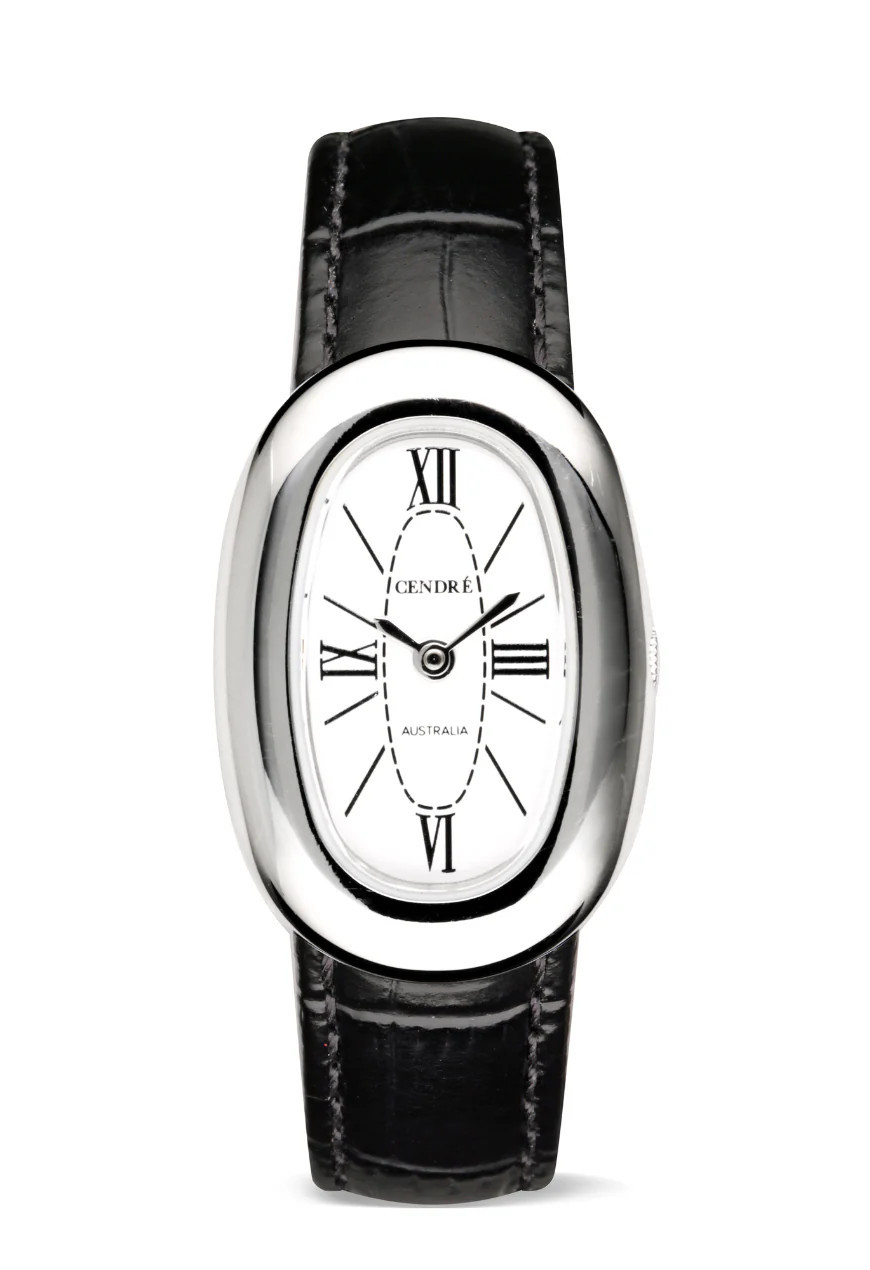 Bridgette Watch | Silver | Black Croc | Cendre