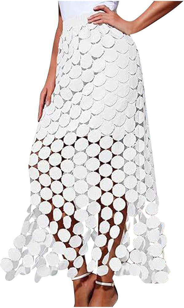 2025 Trendy Fringe Skirt for Women Elastic Solid Tassel Dress Stylish Irregular Summer Skirts Str... | Amazon (US)