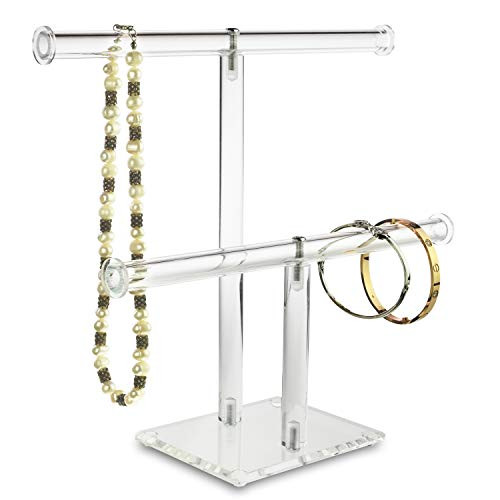 Mooca Clear Acrylic Round Bracelet Display Holder 2 Tier T-bar Jewelry Display Bracelet Display Hold | Amazon (US)