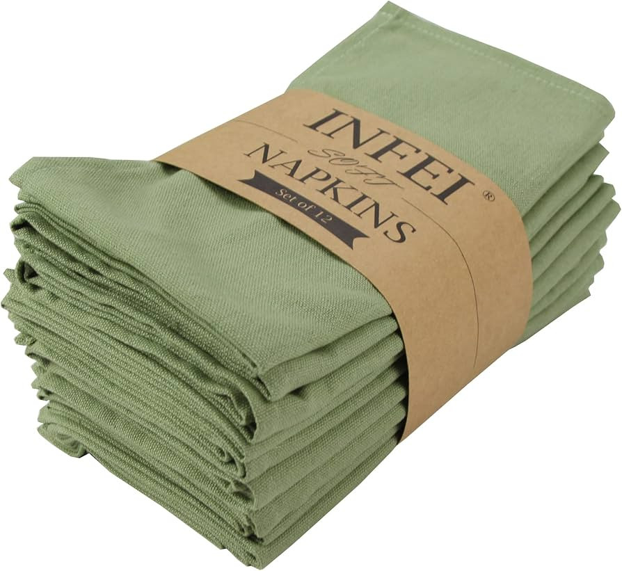 Solid Color Cotton Blended Dinner Cloth Napkins - Set of 12 (17 x 17 inches) - for Events & Home ... | Amazon (US)