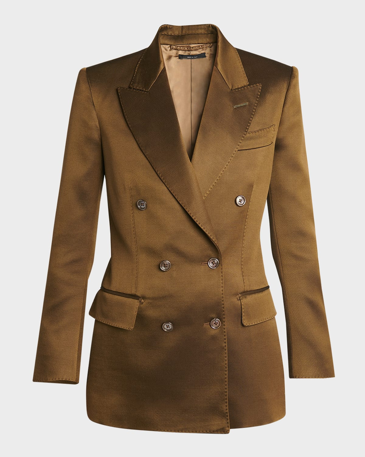 Silk-Wool Twill Double-Breasted Jacket | Neiman Marcus