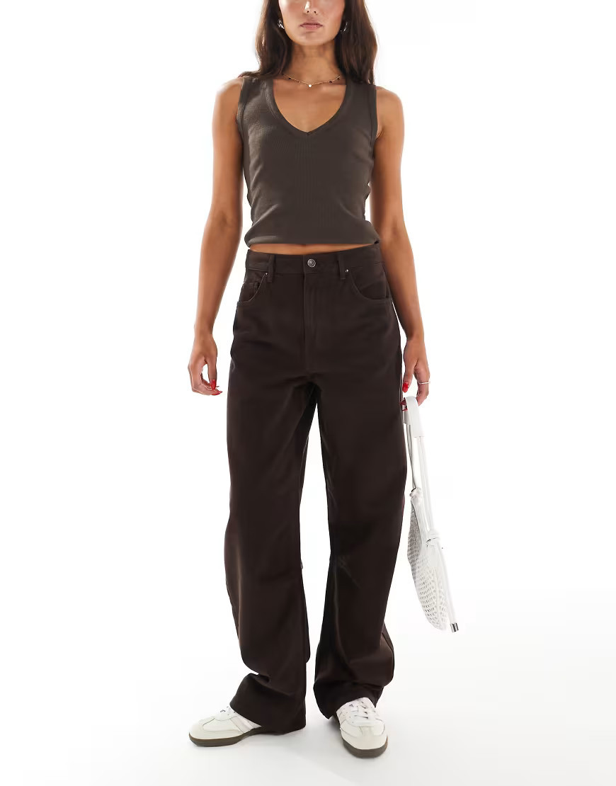 New Look long barrel jean in brown | ASOS (Global)