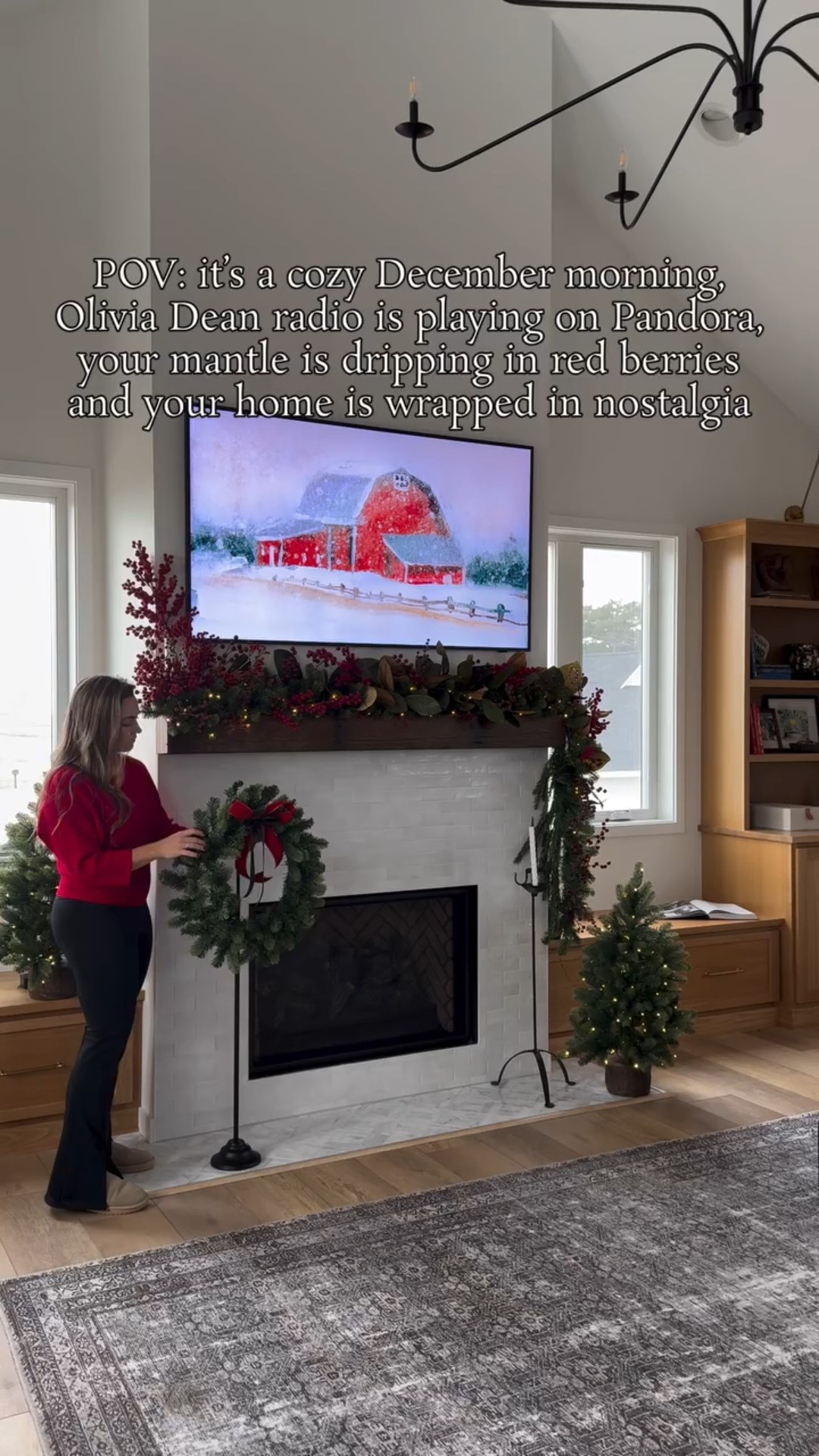 Step 1 of bringing back a 90s Christmas means adding some red berries to this beautiful garland from @kingofchristmas! #ad #gifted This 4 piece Royal Fir set includes garland, two mini trees, and a wreath and makes decorating so easy because the lighting is done and you just need to add some finishing touches. Who else started now that Halloween is over?! 

#ltkhome #ltkseasonal #ltkholiday #kingofchristmas #cozyhomedecor #cozychristmasdecor fireplace mantle | Christmas mantle

#LTKHome #LTKHoliday #LTKSeasonal