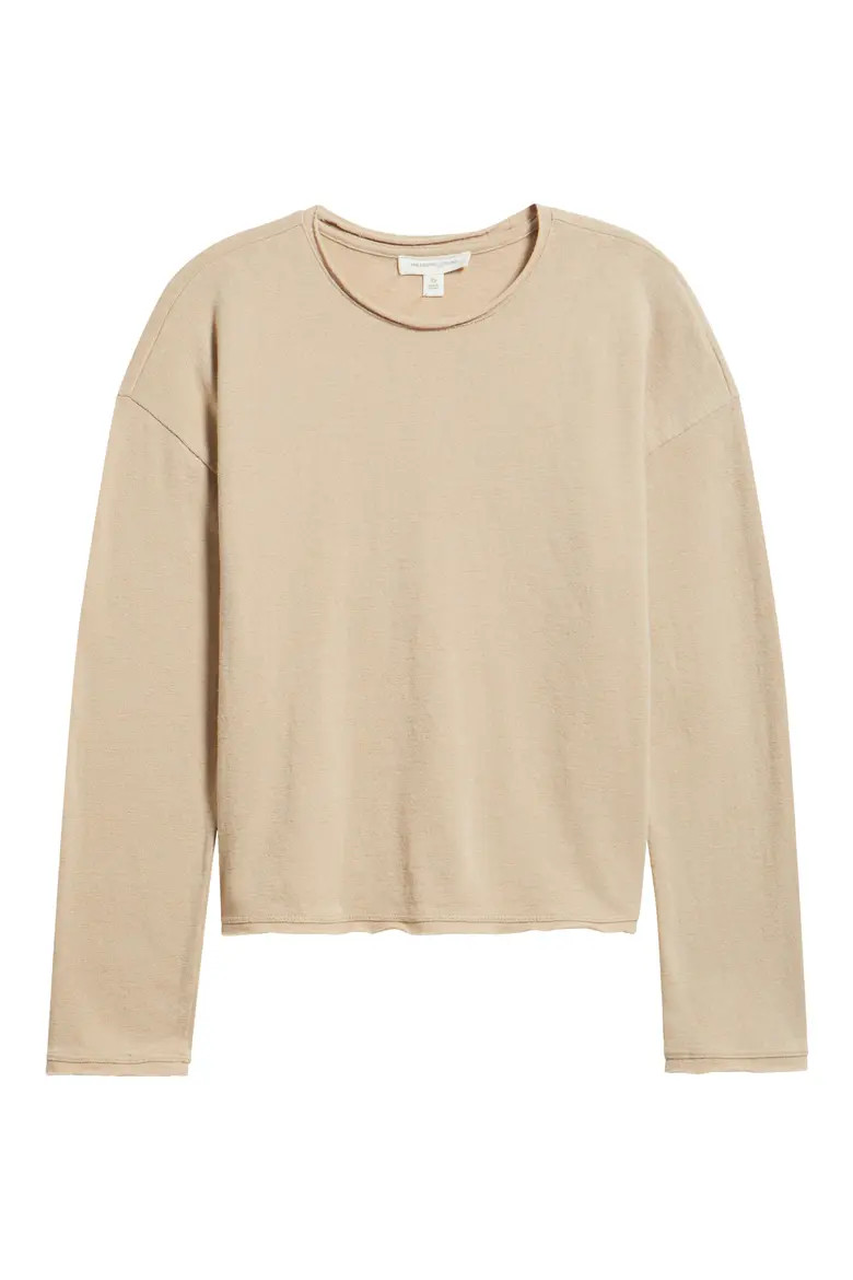 Roll Crewneck Boxy Long Sleeve Cotton Blend Top (Women) | Nordstrom | Nordstrom