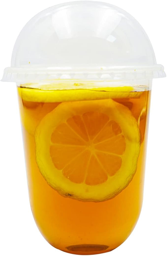 100Sets 16oz Disposable Plastic Cups with Lids, Plasic Clear Drinking Cups for Cold Drink/Bubble ... | Amazon (US)