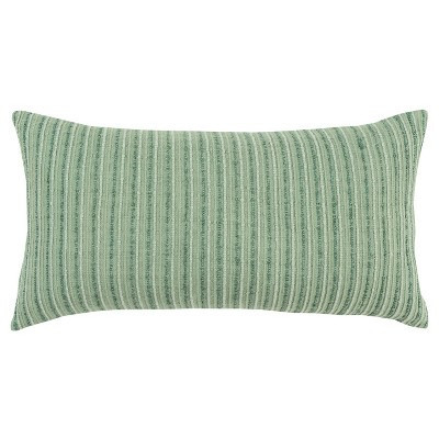 14"x26" Oversized Solid Striped Poly Filled Lumbar Throw Pillow Light Green - Rizzy Home: Cotton Blend, Indoor Use, Hidden Zipper | Target