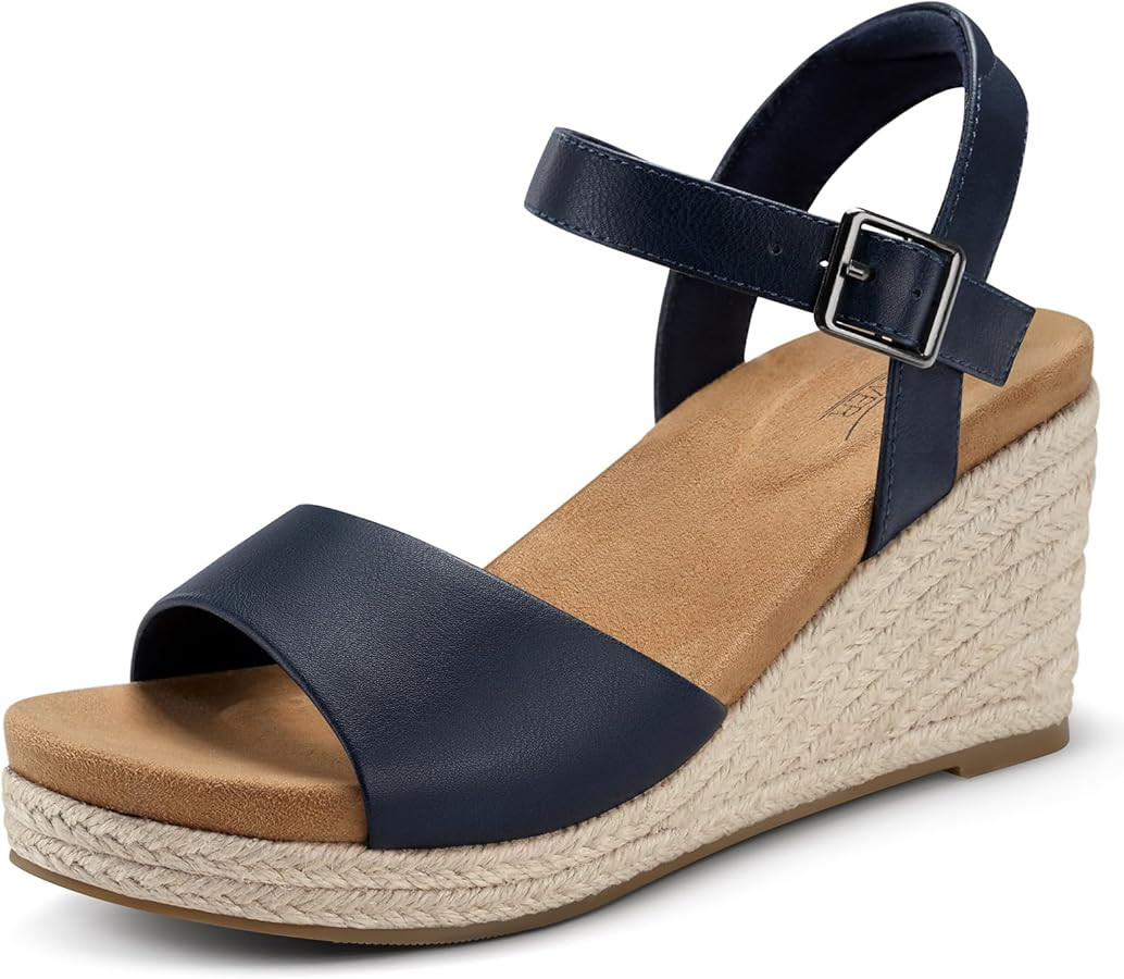 SHIBEVER Women's Wedge Platform Sandals: Espadrille Dressy Comfortable Summer Open Toe Ankle Stra... | Amazon (US)