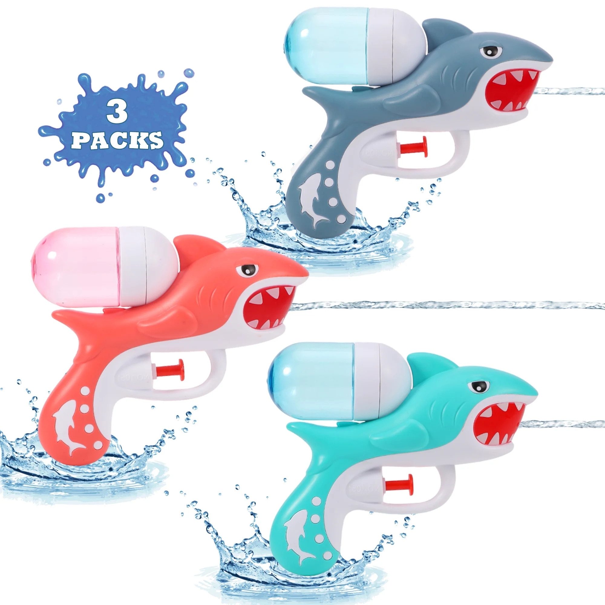 Wisairt Water Guns for Kids, 3 Packs Shark Squirt Water Blaster Guns Toy Summer Swimming Pool Bea... | Walmart (US)