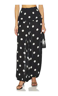 ADRIANA DEGREAS Polka Dot Peplum Pants in Black from Revolve.com | Revolve Clothing (Global)