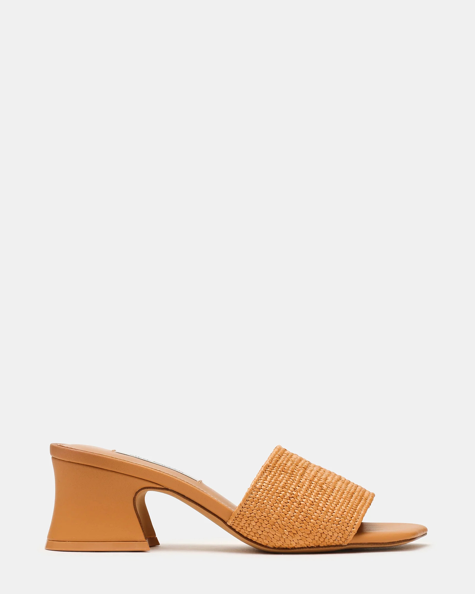 FROLIC Tan Raffia Mule Wavy Toe Women's Block Heel | Steve Madden (US)