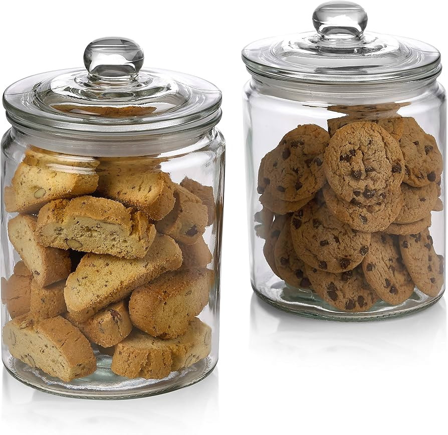 2 Pc 1 Gallon 128 oz Clear Glass Storage Jar with Lids - Airtight Food Jars - Glass Kitchen Conta... | Amazon (US)