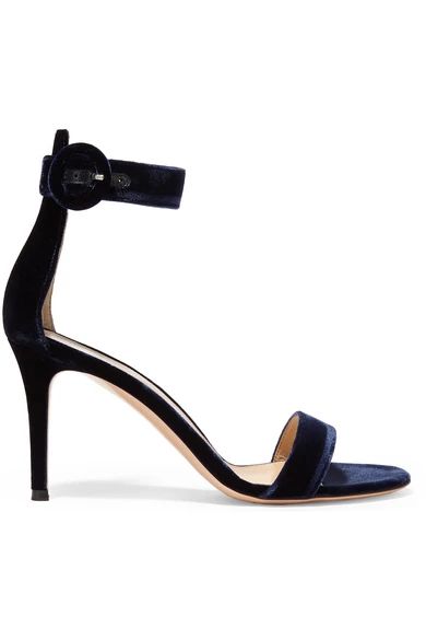 Gianvito Rossi - Portofino Velvet Sandals - Navy | NET-A-PORTER (US)