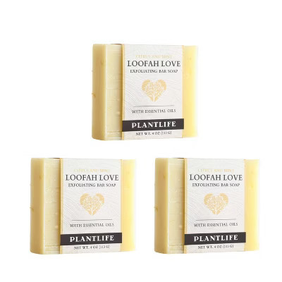 Loofah Love Bar Soap 3-Pack | Exfoliating Body Bars with Natural Loofah Fiber for Soft, Smooth Skin | Plantlife | Target