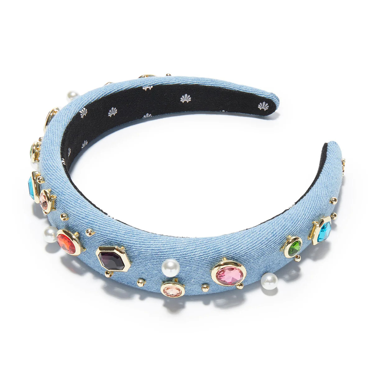 LIGHT DENIM GEM BEZEL DENIM ALICE HEADBAND | LELE SADOUGHI
