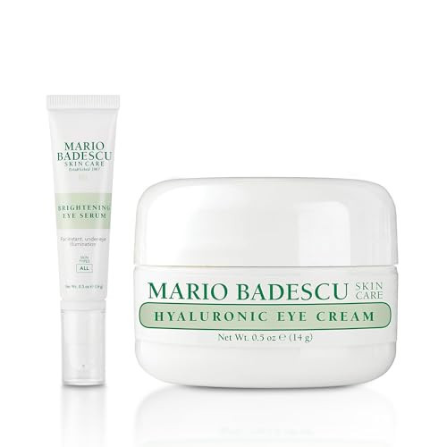 Mario Badescu Hydrating & Depuffing Hyaluronic Eye Cream & Brightening Eye Serum Duo - Formulated with Hyaluronic Acid, Caffeine & Niacinamide, Targets Dark Circles, Fine Lines & Wrinkles | Amazon (US)