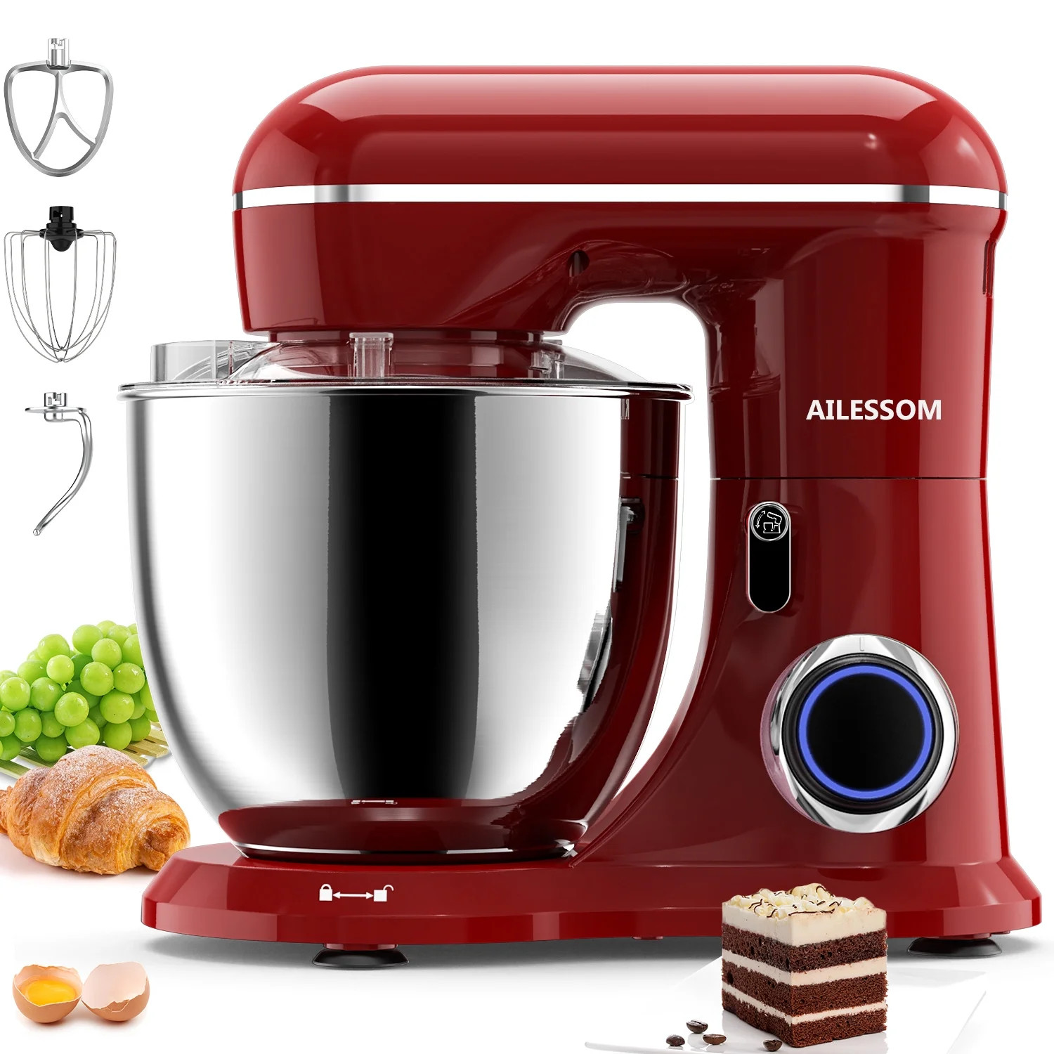 Ailessom New Stand Mixer,6-QT 10-Speed Tilt-Head Kitchen Electric Mixer with Bowl, Dough Hook, Be... | Walmart (US)
