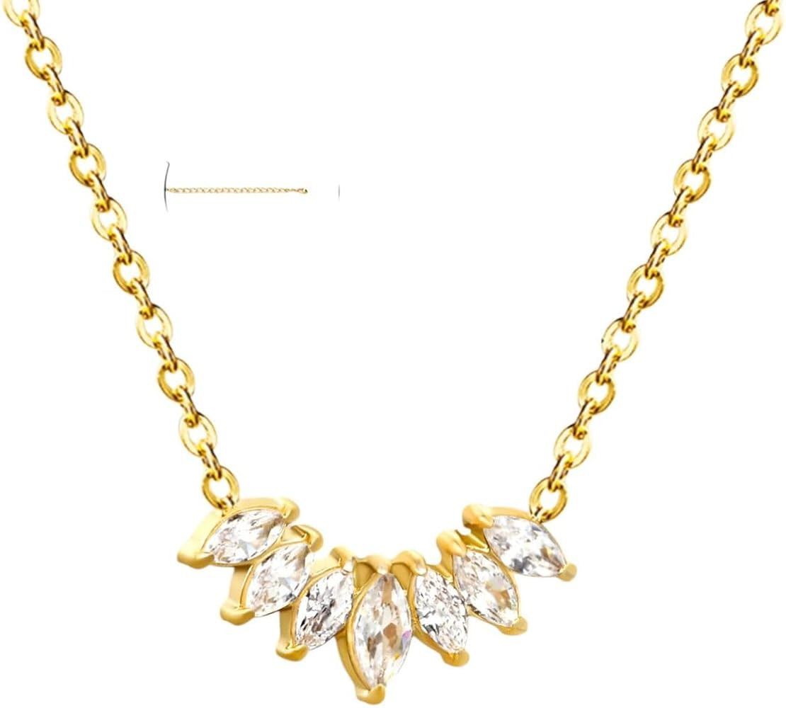 New 2025 Cubic Zirconia Pendant Necklace For Women Love Heart Shape Stainless Female Chain Jewelr... | Amazon (US)