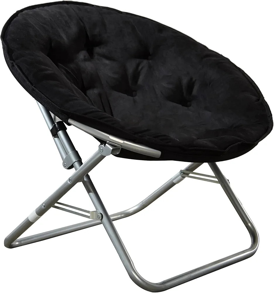 Urban Lifestyle Microsuede Foldable Saucer Chair, Black 27D x 32W x 29.5H in | Amazon (US)