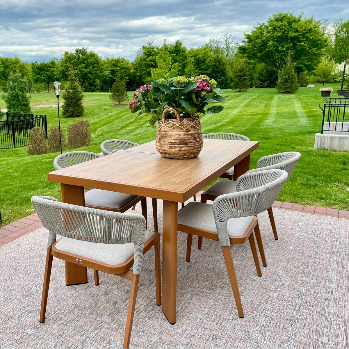 PURPLE LEAF 7 Pieces Outdoor Dining Set Patio Table And Chairs Set With Aluminum Wicker Rattan | Wayfair North America