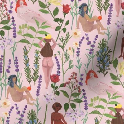 A Scented Garden - Pink | Spoonflower