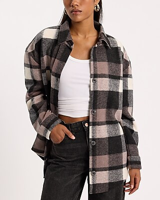 Plaid Oversized Tunic Shacket | Express
