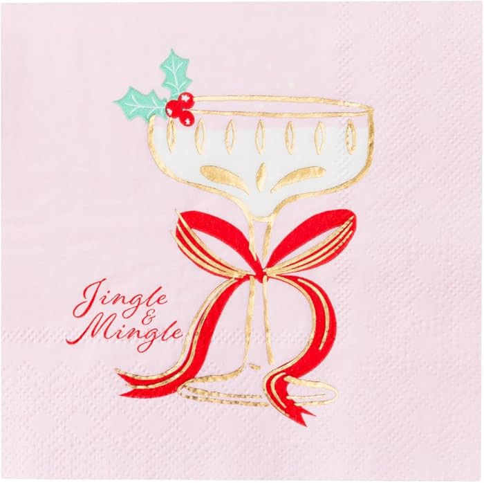 Bonjour Fete Christmas Spirits Paper Party Cocktail Napkins | 3-Ply Fancy Napkins | Festive Holid... | Amazon (US)