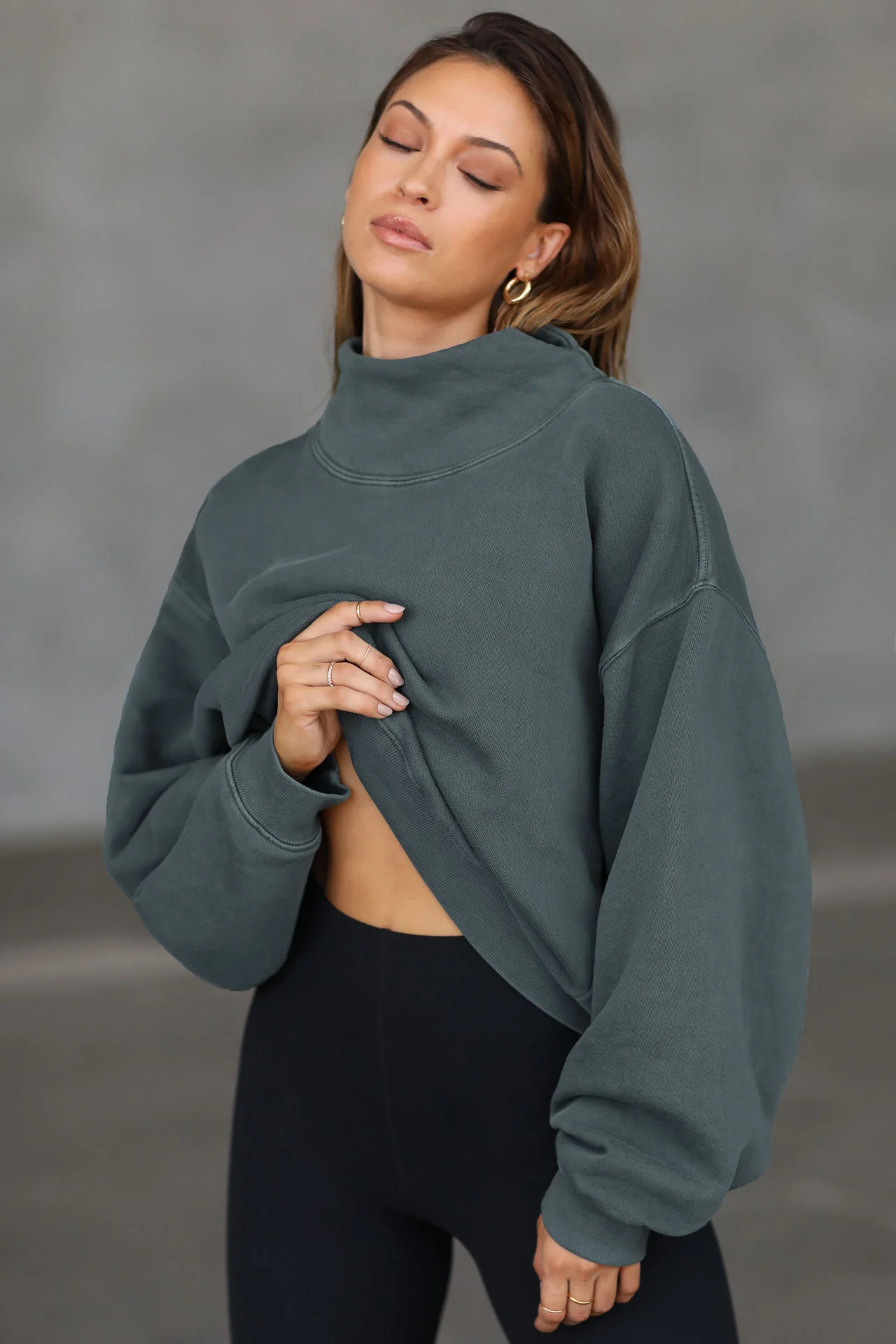 Turtleneck Sweatshirt - Evergreen French Terry | Joah Brown