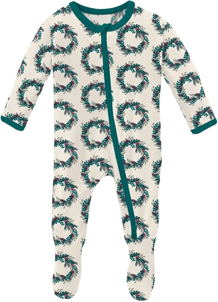 KicKee Print Footies with Zipper, Super Soft One-Piece Jammies, Winter Celebrations | Amazon (US)
